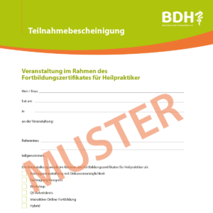 Fortbildungszertifikat für Heilpraktiker des BDH